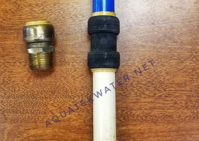 A new and normal fitting alongside a fitting corroded by sulfur