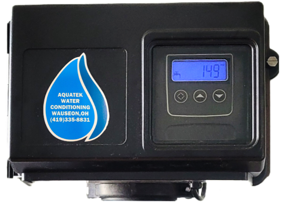 lcd display alternates between time of day and gallons or days remaining until regeneration, valve head new sticker adjusted